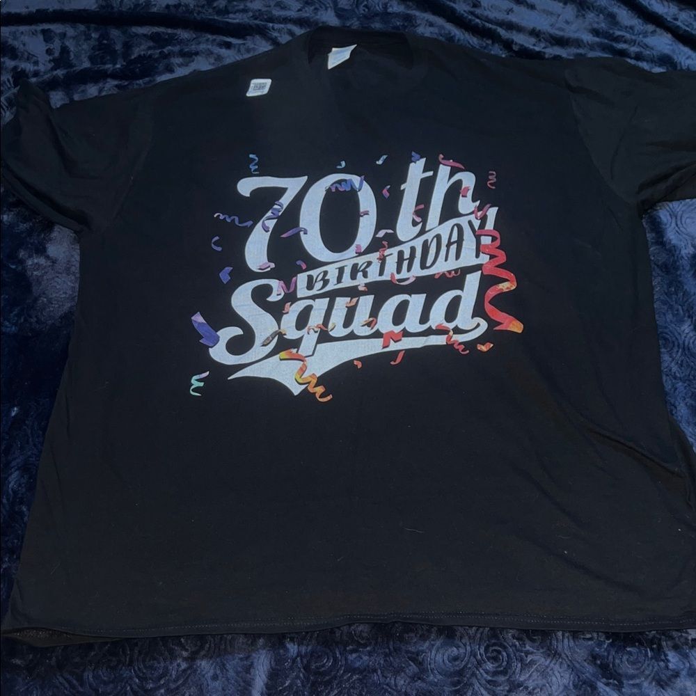70th (Seventieth) Birthday Squad Black Graphic T-Shirt (Men's 2XL) Size 2XL New